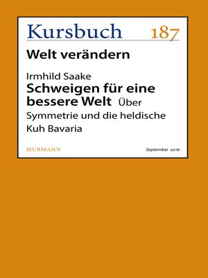 cover image of Schweigen für eine bessere Welt